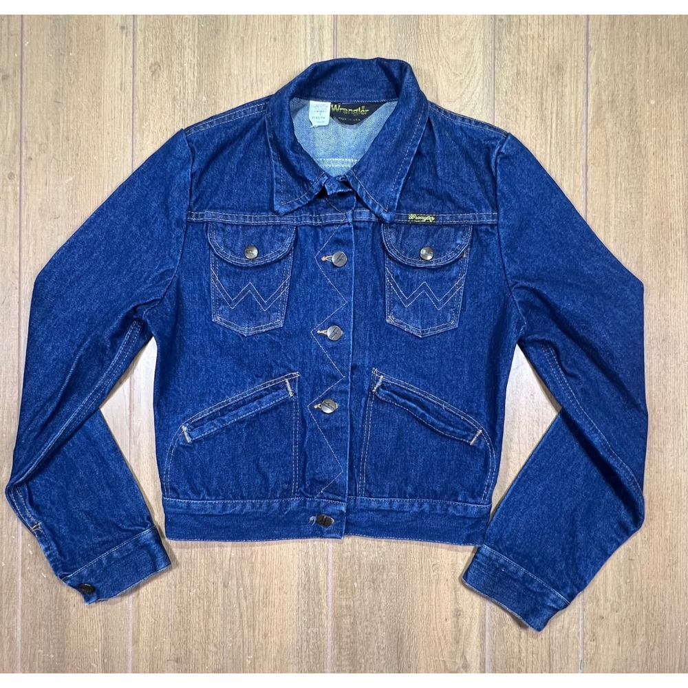Wrangler Vintage Denim Trucker Jacket Made in USA Blue Cotton B1457PW Size‎ 9